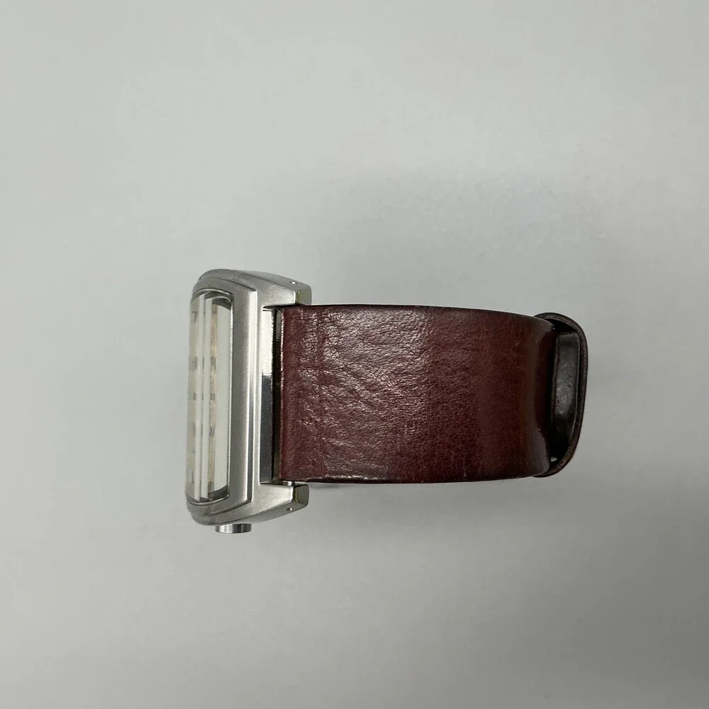Fossil JR-8118 Mens Watch 41mm Champagne Dial Leather Date Tonneau New Battery